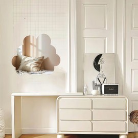 TATACLEA Acrylic Mirror Decorative Wall Stickers, 3D Wall Decoration Removable Self-Adhesive Mirror Stickers, Suitable for Living Room Bedroom Home Decoration(Clouds)