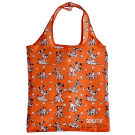 Puckator Asterix Foldable Reusable Shopping Bag - Idefix (Dogmatix) Design - Folding Shopping Bags - Foldable Tote Bag - Foldaway Shopping Bags - Foldable - Fold Up Bag in Pouch - Family Beach Bag