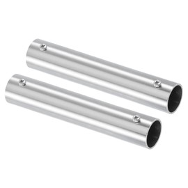 sourcing map 2Pcs 2-Way Straight Pipe Fitting Connector, Fit 1 Inch(25mm) OD Pipe Stainless Steel 200mm Length Structural Pipe Connector Chain Link Fence Clamp