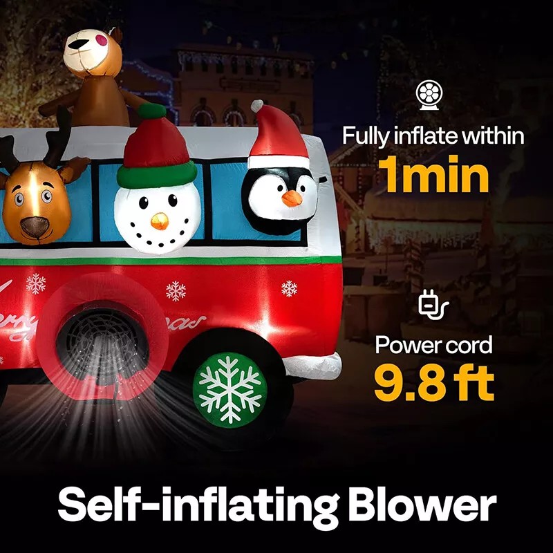 Unbranded 6ft Christmas Inflatable Snowmen Family LED Lighted Blow-up Lawn