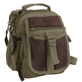 Rothco Canvas & Leather Travel Shoulder Bag, Olive Drab
