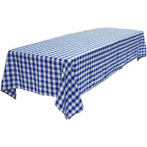 Oojami Pack of 6 Plastic Blue and White Checkered Table Covers - 6 Pack - Picnic Table Covers