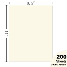 Woodlake Cream Copy Paper, Colored Printer Paper, 8.5 x 11”, 20 LB / 75 GSM Computer Paper, 200 Sheets, Multi-Purpose Pastel Paper, Made in USA