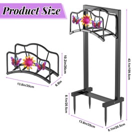Gouisalin Garden Hose Holder, Heavy Duty Metal Water Hose Holders Stand with 4 Spikes, Freestanding Outdoor Water Pipe Storage Rack Hanger 150ft for Outside Yard Lawn Decor (Butterfly)