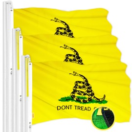 G128 3 Pack: Gadsden Don't Tread On Me Flag | 2x3 Ft | ToughWeave Series Embroidered 300D Polyester | Historical Flag, Embroidered Design, Indoor/Outdoor, Brass Grommets