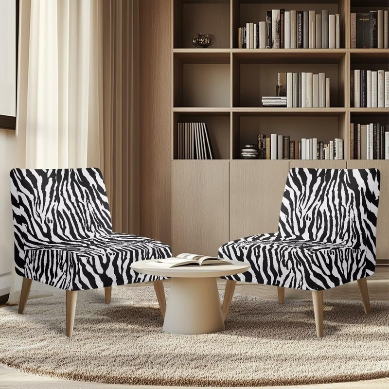 Armless Accent Chairs Covers Thick Zebra Print Armless Sofa Cover