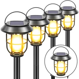 Awethone 4 Pack Solar Pathway Lights Outdoor, Induction Wall Light with Motion Sensor, 3 in 1 Hanging Lantern, Tungsten Bulb Auto On/Off Waterproof Landscape Lighting for Garden/Patio/Yard/Walkway