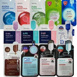 Mediheal Tea Tree Placenta NMF WHP MEN Daily Mask Proatin Hand Mask HDP Pore Stamping Black Mask Pack 10 sheets / 메디힐 티트리 태반 NMF WHP MEN 데일리마스크 프로아틴 핸드마스크 HDP 포어스탬핑 블랙마스크팩 10매
