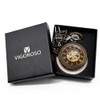 VIGOROSO Men's Hand-Wind Mechanical Pocket Watch Vintage Steampunk Wood Grain