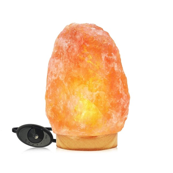 Himalayan Glow Natural Pink Salt Lamp,Night Light,Hand Carved Crystal Salt Lamp with Wooden Base,Salt Lamp Bulb,(ETL Certified) Dimmer Switch | 11-15 LBS