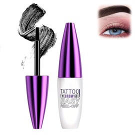 Tattoo Eyebrow Gel Easy Peel Off - Black Eyebrow Tattoo Easy Peel-Off Eye Brow Gel, Natural Brow Color for Women Sparse Brows, Lasts 3 Days, Waterproof At-Home Salon Results - 04