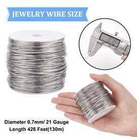 BENECREAT Total Length: Approx. 49.2 ft (130 m), Wire Diameter 0.03 inches (0.7 mm), Stainless Steel Wire, Craft Wire, 21 Gauge for Crafts, Stainless Steel Wire, Craft Jewelry, Bead Wire, Bead