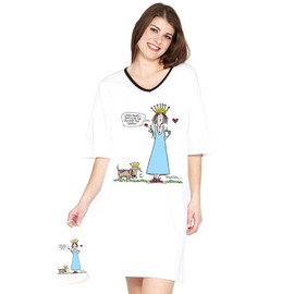 Emerson Street Clothing | Listen Honey, Don't Mind Me...I'm Just the Queen | Ladies Whimsical Nightshirt White