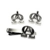 Alpha Omega Christian Biker Motorcycle TIE BAR Clip Cufflinks Set