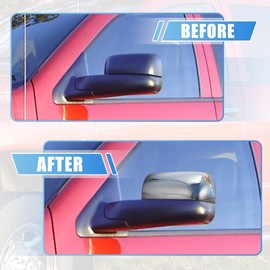 X AUTOHAUX Pair Car Exterior Chrome Plated Power Mirror Cover Caps for Dodge for Ram 3500 1500 2500 2002-2008