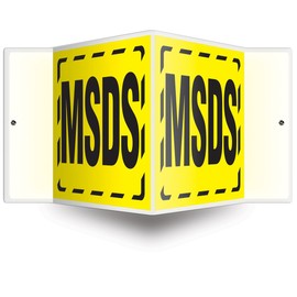 Accuform PSP375 Projection Sign 3D, "MSDS", 8" x 12" Panel, 0.10" Thick High-Impact Plastic, Pre-Drilled Mounting Holes, Black on Yellow