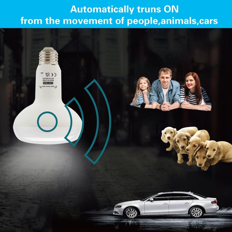 KOOYWAN BR30 LED Bulb with Motion Sensor Warm White 9