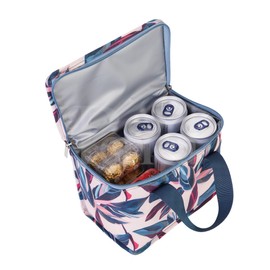 Periea 'Liz' Insulated Cooler Lunch Box for Women Men Kids Adult, Waterproof Leakproof Reusable Lunch Tote Bag with Handles for Work School Picnic Beach (Peach Leaves)