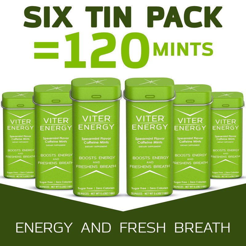 Viter Energy 40mg Caffeine Mints - Sugar Free, B Vitamins,