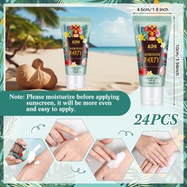 Dansib 24 Pcs Mini Sunscreen Bulk for Summer Wedding Party Spf 30 Water Resistant Sunscreen Lotion Bulk 1oz Travel Size for Thank You Gifts Summer Wedding Party Supplies (White Cream,Hawaiian Party)