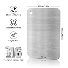 Piuluvor® Titan Schneidebrett, S316 Schneidebrett Edelstahl Cutting Board Doppelseitiges Lebensmittel Grade Küchenbrett für Fleisch Gemüse Obst