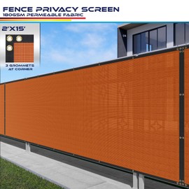 Windscreen4less Fence Privacy Screen 2' x 15' Heavy Duty Windscreen Fencing Mesh Fabric Cover for Patio Garden Backyard Lawn Carport Pool Fence, Orange