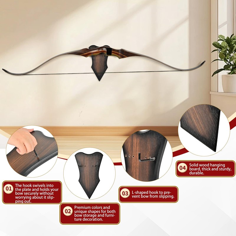 SPG Archery Bow Wall Mount - Horizontal Bow Display Stand