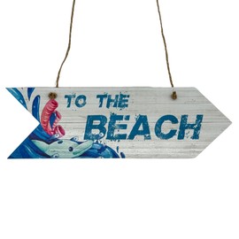 Second Ave To The Beach Arrow Wooden Hanging Home Seaside Holiday Sign Plaque