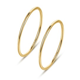 NOKMIT 2PCS 1mm 14K Gold Filled Rings for Women Girls Thin Gold Ring Dainty Cute Thumb Pinky Band Non Tarnish High Polished Comfort Fit Size 4 to 11 (6)