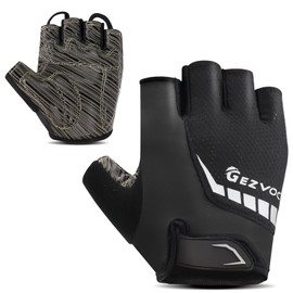 GEZVOC Cycling Gloves Bike Gloves Biking Gloves for Men Women with Shock-Absorbing Pad, Extra Grip,Flexible and Comfortable Fit,Light Weight,Breathable Mountain Bike Gloves (Black, Large)