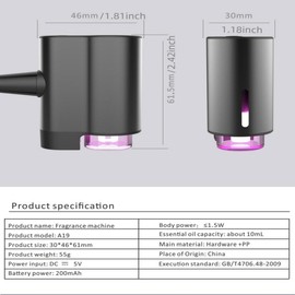 Smart Air Freshener for¬†Vehicle, Car Air Freshener Diffuser with 3 Adjustable Modes, Car Aromatherapy Machine for Car Home Office Bedroom, Gift for Friend,¬†Automotive Electrical Appliances, Automotive Accessories,¬†Men Gifts:_Black_ocean & 3counts Essential Oil