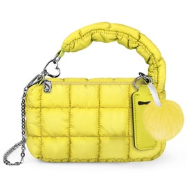 BVYA Two Sizes Quilted Wristlet Bag for Women, Puffer Handbags,Evening Bags,Charm Lipstick Bag