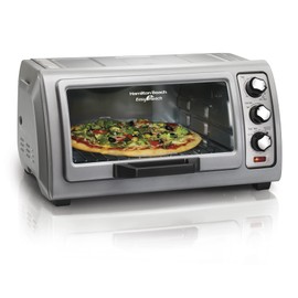 Hamilton Beach 6 Slice Countertop Toaster Oven With Easy Reach Roll-Top Door, Bake, Broil & Toast Functions, Auto Shutoff, Silver (31127D)