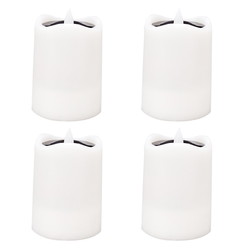 4Pcs Solar Powered LED Candle Light Yellow Flicker Tea Lamp