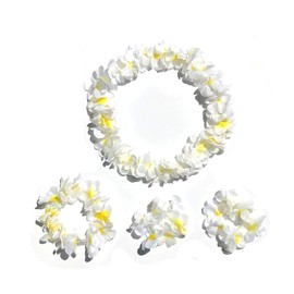 LITTLE FEATHER White Jumbo Large Leis for Tropical Hawaiian Luau Flower Headband Bracelets Party Favors