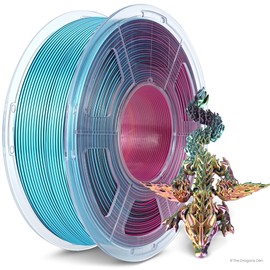 TECBEARS 4-Color Silk PLA Filament 1.75, Silk 3D Printer Filament, Shiny Silk Texture, 4 in 1 Red Yellow Green Black，1kg Spool