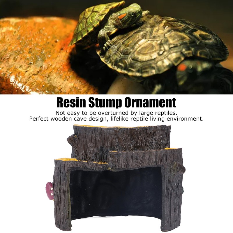 Resin Mini Stump Shape Hiding Hole Wooden Cave Artificial Aquarium