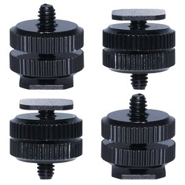 4 PCS Camera Hot Shoe Mount to 1/4''-20 Tripod Screw Adapter YUTOU Hot Shoe Adapter Portable Camera Hot Shoe Holder Flash Lights, Microphones, Audio Recorder, DSLR Camera Rig, Black