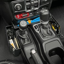 MAIKER Upgrade JL Metal Gear Shift Storage Box Center Console Hanging Box Auto Transmission Gear Tray Compatible with 2018-2024 2025 Jeep Wrangler JL JLU Gladiator JT, Tactical Style