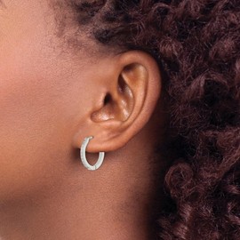 Auriga Fine Jewelry Stainless Steel Polished with Preciosa Crystal 2mm Hinged Hoop Earrings (L- 0.67 Inch, W-0.69 Inch)