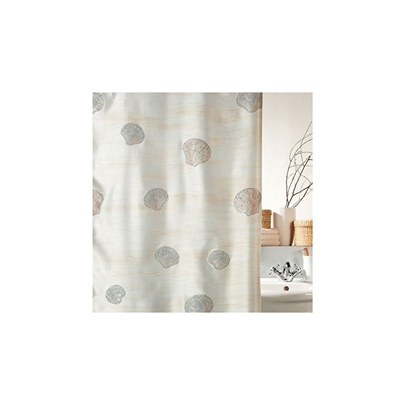 Spirella Atlantis Champagner Textil-Duschvorhang, Polyester, 120 x 200 cm, Creme/Beige,