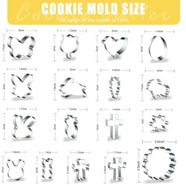 ZADE Mini Easter Cookie Cutters - 17PCS Stainless Steel Easter Cookie Cutters - Chick, Cross, Bunny, Sheep,Butterfly, Sheep,Carrot and More Shapes Biscuit Cutter for Baking and Holiday Treats