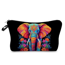 Livel lhood Ethnic Elephant Makeup Bag Cute Small Organizer Zipper Pouch Ethnic Elephant Cosmetic Bag Birthday Present for Elephants Lovers Women Friends-4