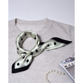 MayTree 100% Mulberry Silk Scarf - Square Dots Small 53 x 53 cm - Luxurious Women's Neckerchief - Elegant Bandana Scarf for Women - Luxury and Comfort for Adults, White Black