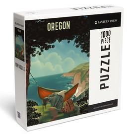 Lantern Press 1000 Piece Jigsaw Puzzle, Oregon, Today's Office, Coastal Series, Hammock on Beach
