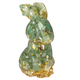 KYEYGWO Crystal Resin Rabbit Figurine, Hand-Carved Easter Bunny Statue Spiritual Gift Animal Ornament for Home Office Decoration, Green Aventurine