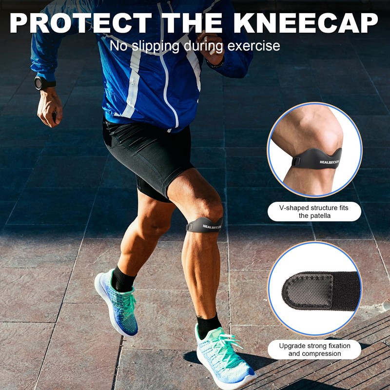 Healrecux Silicone Patellar Tendon Support Strap, Adjustable Non-Slip Patella Band
