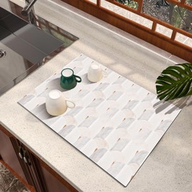 ARTBLOSS Dish Drying Mat, Diatomaceous Earth Soft Coffee Mat, Absorbent Silicone Dish Drying Mat for Kitchen Counter or Sink for Kitchen Bathroom Coffee Bar (Sector Geometry, 12 x 16 Inches)