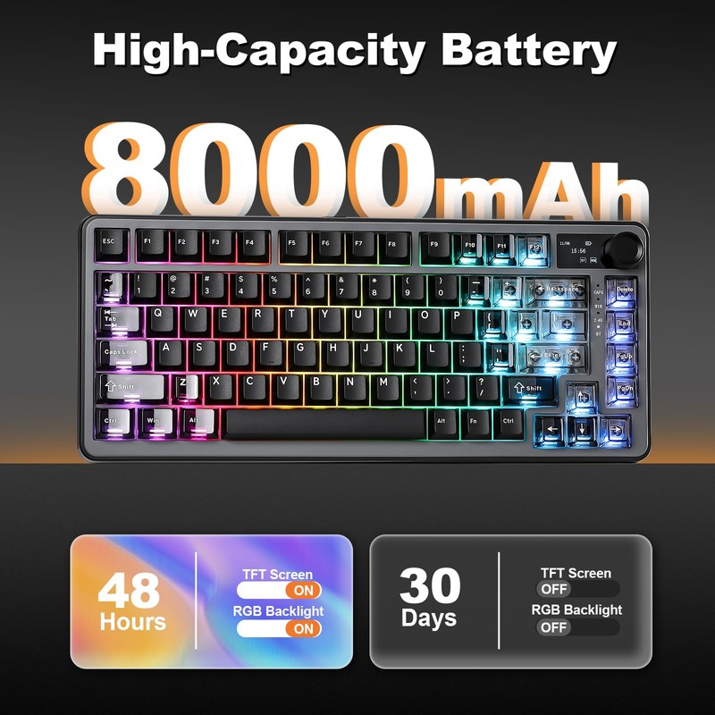 YUNZII B75 PRO MAX 75% Mechanical Keyboard (Black, Cocoa V2)
