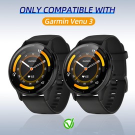 Kimiyaki 2 Pack for Garmin Venu 3 45mm Screen Protector Case [Full Coverage], Hard PC Bumper All-Around Protective Accessories for Garmin Venu 3 Built-in Tempered Glass Film